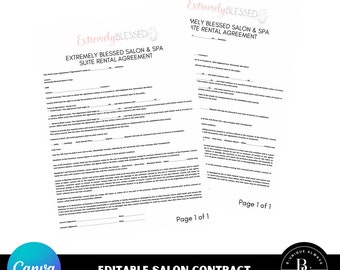 Contrato de suite de salón / Plantilla editable de Canva