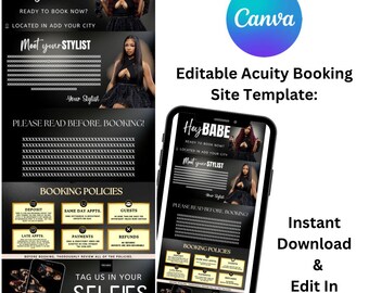 Editable Acuity Booking Site Template (Canva) | Hairstylist, Lash Tech, Salon Pages