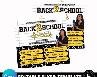 Back To School Editable On Canva Flyer  | Instant Download