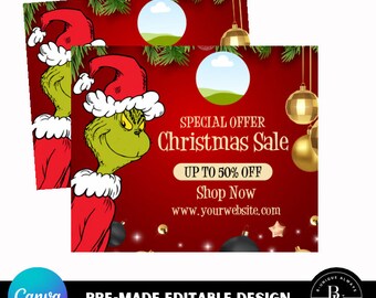 Pre-Made Editable Grinch Christmas Sale Flyer Design