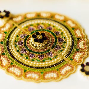 Diwali Flower Rangoli Mat for Diya Decor | Indian Traditional Festival Decoration | Floral Rangoli Mat for Diwali Home Decor & Gifts