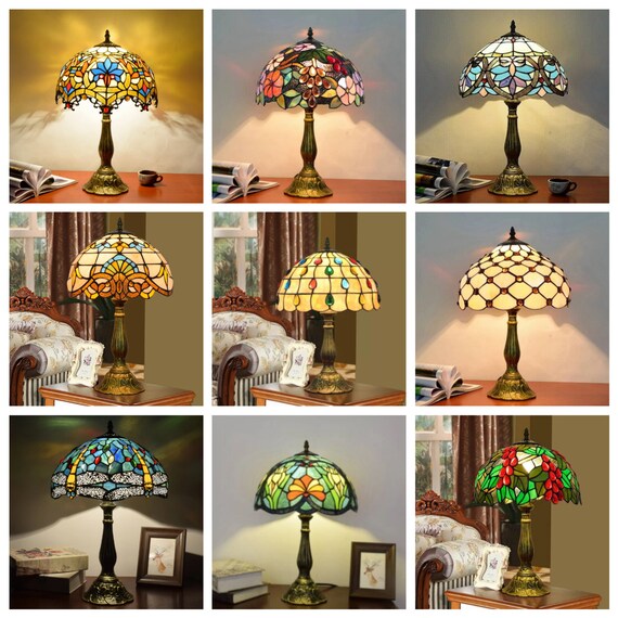 Tiffany Style Handmade 12 inches Table Lamp-Stained Glass Multicolor