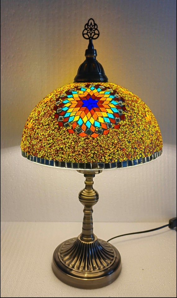 Antique Tiffany Style 12 "Handmade Mosaic Glass Desk Lamps,Nightlight stained-glass bedroom bedside lamp Restaurant Bar light Living room