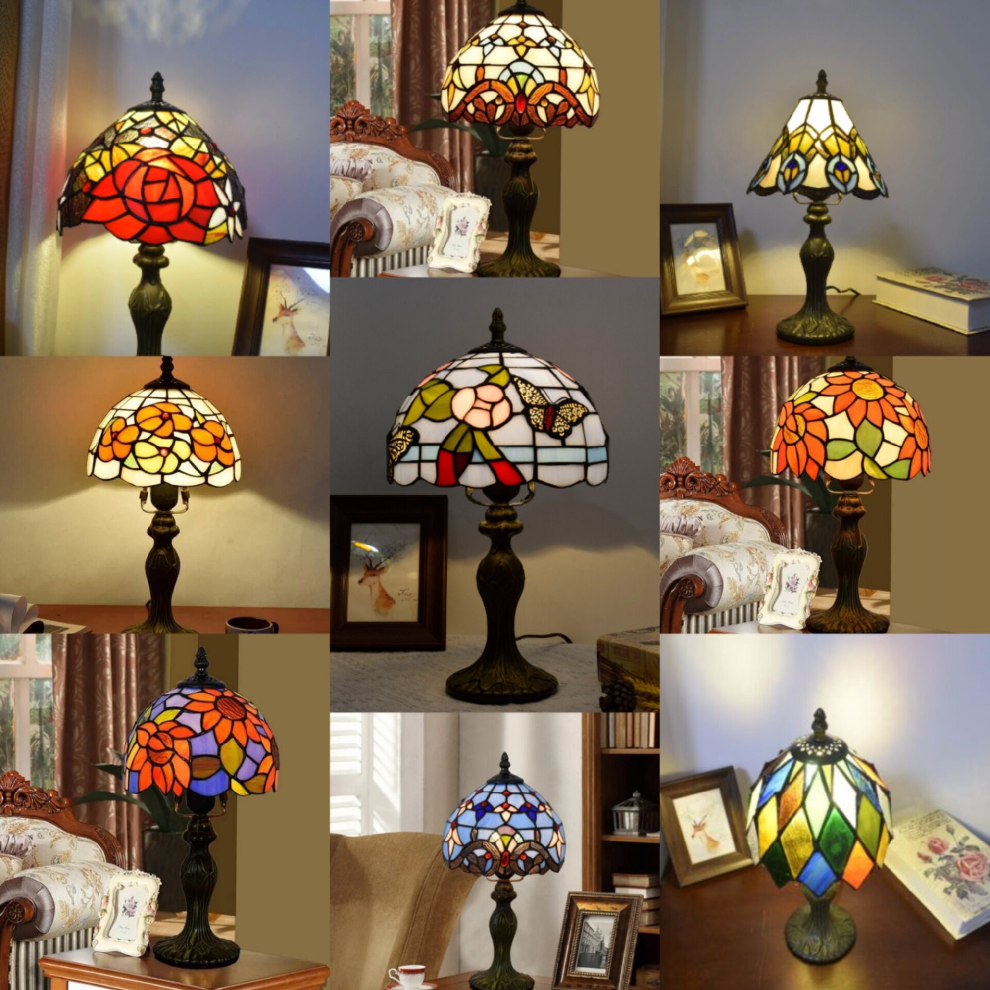 Vintage hand painted glass lamp shades deals
