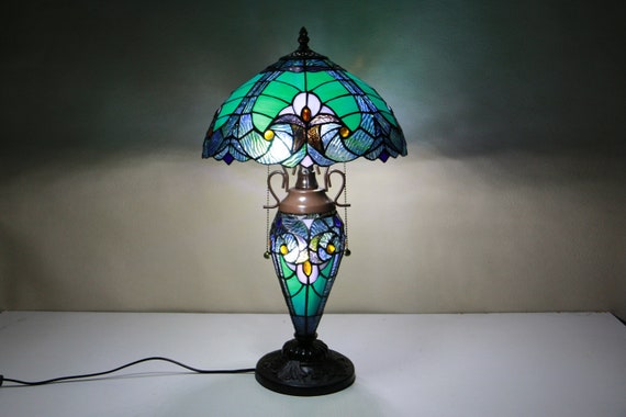 12 inches Tiffany style Handcrafted table Lamp rustic vintage |Bedside Desk Lamp |stained Glass |Victorian night light Living Room Bedroom