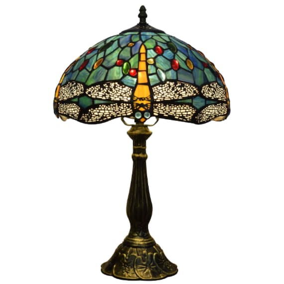 Tiffany-Style Stained Glass Lamp,, 12" Artisan Stained Glass Lighting, Decorative Accent for Home, Unique Wedding Gift  Home Accessory