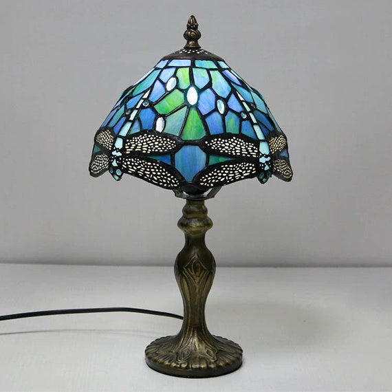 Tiffany Style Handmade 8 inches Table Lamp-Stained retro Baroque glassBedside/Christmas Gift