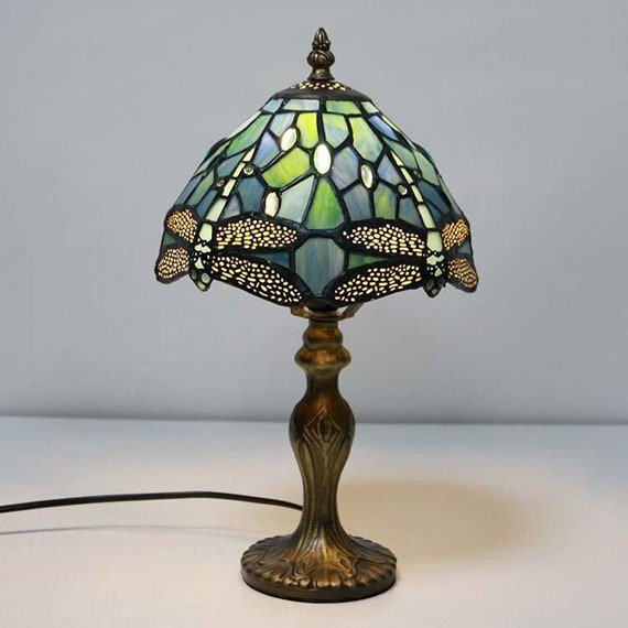Tiffany Style Green Handmade 8 inches Table Lamp-Stained Glass Bedside/ Gift