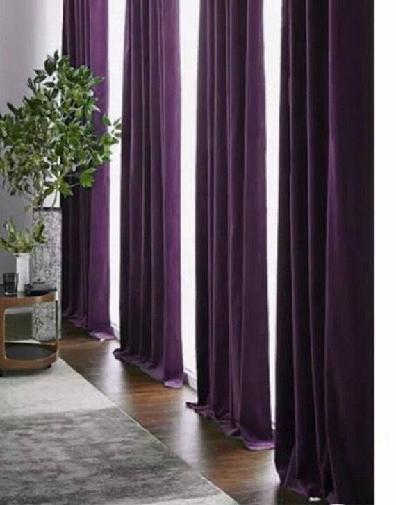 Velvet Lined Purple Curtain 42 X 84 Inches 1 Panel Grommet Eyelet