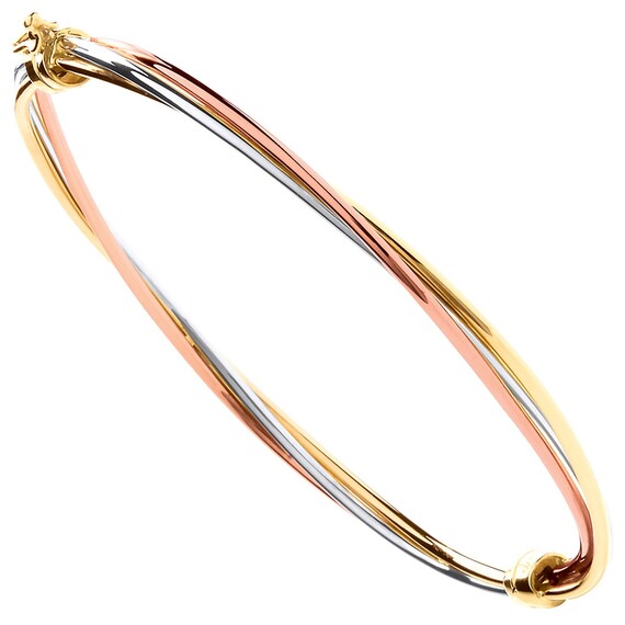 Elegante bracciale da donna in oro giallo, bianco e rosa carati