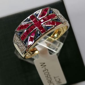 Union Jack 9ct Yellow Gold Union Jack Ring. DR0503.Buy one get one half price!