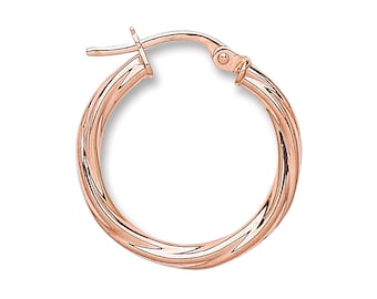 9ct Rose Gold 20mm Twisted Hoop Earrings