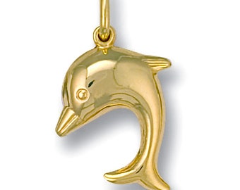 Charm (pendentif) Dauphin En Or Jaune 9 Carats - Neuf Avec étiquettes - Jewellerybox