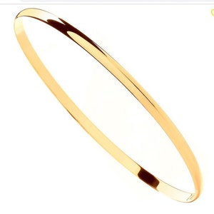 Classic Yellow Gold 3mm Plain D-shape Ladies Bangle, Buy 2 Get Second Half Price.