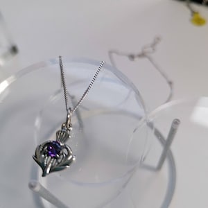 Sterling Silver Amethyst Thistle Necklace With 18&quot;chain.