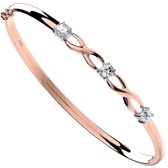 9ct rose gold CZ bangle 9ct rose gold CZ bangle