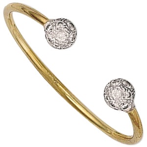 9ct Yellow Gold Baby Cz Torque Bangle