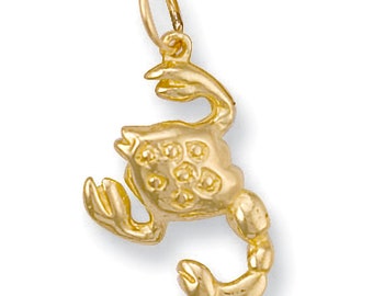 Colgante del zodiaco Escorpio en oro amarillo de 9 quilates hecho a mano