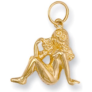 Hand crafted 9ct Yellow Gold Virgo Zodiac Pendant