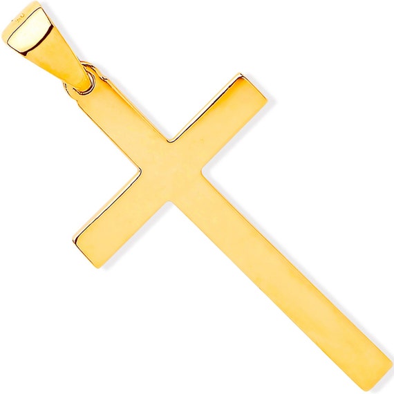 Handcrafted 9ct Yellow Gold Solid Large Plain Cross Canada