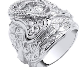 Handcrafted Silver Gents Saddle Ring.