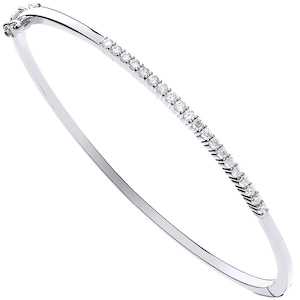 Elegant 9ct White Gold 0.50ctw Diamond Bangle. Buy 2 Get A Second Half Price, Special Courier Delivery Or Collect In Person.