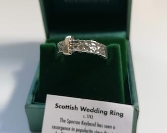 Handcrafted Outlander Scottish Sporran Wedding Band. Sizes 5 to 12.