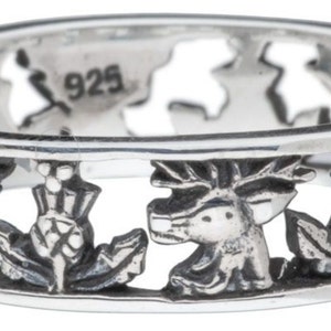 Scottish Fraser Clan, Outlander Inspired Sterling Silver Fraser Thistle ring.