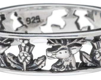 Scottish Fraser Clan, Outlander Inspired Sterling Silver Fraser Thistle ring.