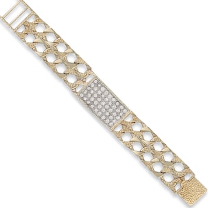 Bracelet artisanal en or jaune 9 carats uni et coulé sur écorce avec zircons cubiques pour bébés, achetez-en 2 et obtenez la moitié du prix !