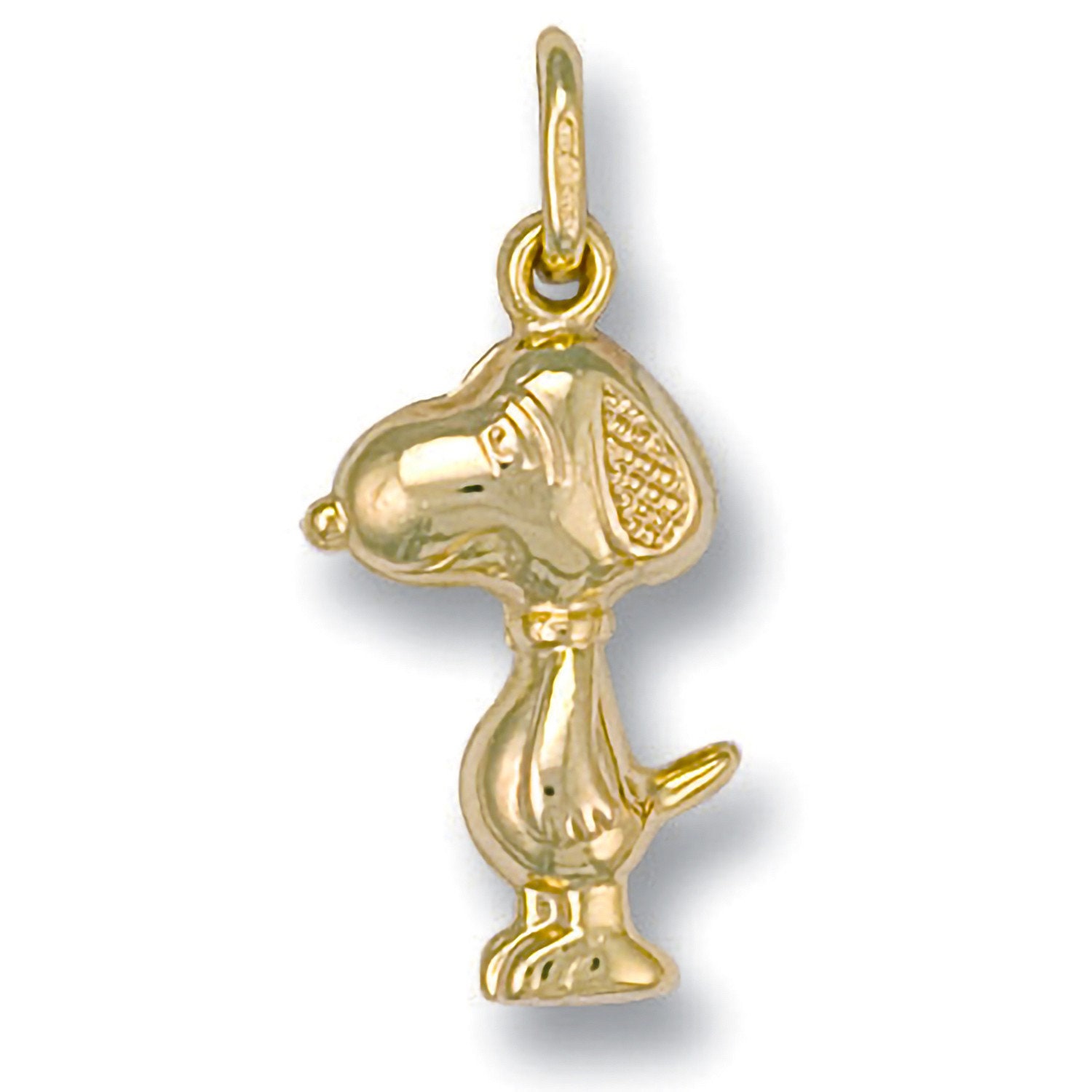 Handcrafted 9ct Yellow Gold Snoopy Dog Pendant, Double Sided