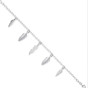 Silver 5 Feathers Ladies Charm Bracelet