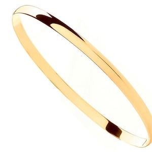 Classic 9ct yellow Gold 4mm Plain D-shape Ladies Bangle.