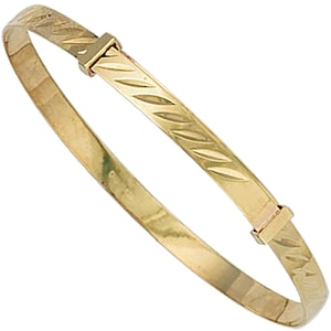 Dainty 9ct Yellow Gold Diamond Cut Expandable Baby Bangle.