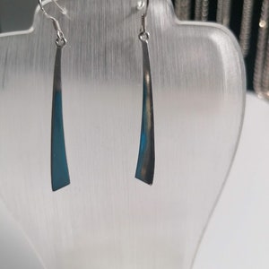 Sterling Silver Long Flat Polished Drop Earrings