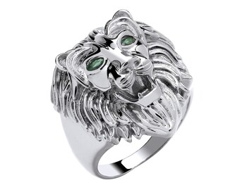 Silver Lion Head Gents Ring
