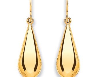 9ct Gold Aurora Borealis Dangle Earrings – Crystal Teardrop, Handmade In UK