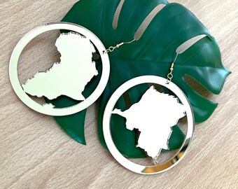 Lightweight Africa earrings in glittering circle in acrylic, continent or individual countries for special appearance, for adults & children