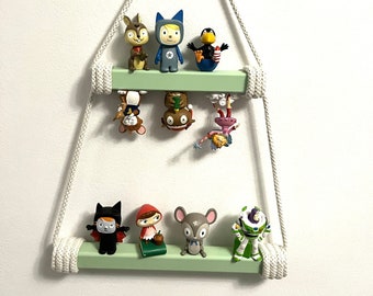 Mint green double Tonie bar/Tonie shelf, 20 cm & 30 cm, 2-tier storage for Tonie figures in the children's room, NoriKids, many cord colors
