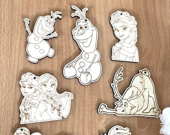 Frozen pendant for school cone made of wood, for Frozen fans, Anna Elsa Sven and Olaf, school child 2024 school enrollment