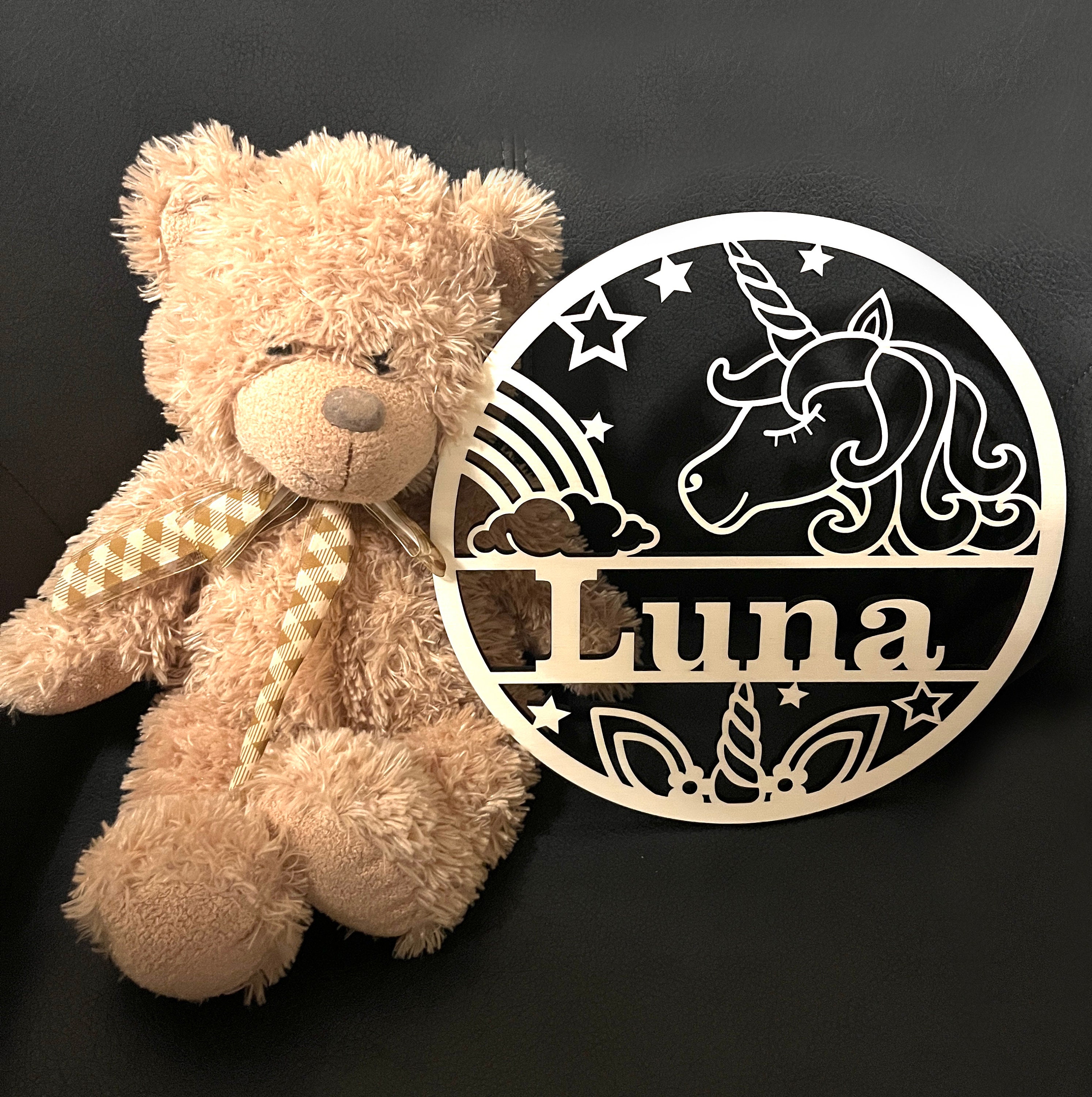 Door Sign With Unicorn and Desired Name for the Children's