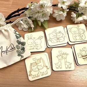 Holz Memory mit extra großen Karten für die ganz Kleinen, Montessori Memory Spiel mit Beutel von Norikids, Baby-Memory