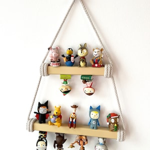 Beige: Double Tonie rod/Tonie shelf, 20 cm & 30 cm, two-storey storage of Tonie figures in the children&#39;s room by NoriKids, many cord colors