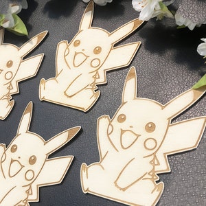 Geburtstagseinladung Kinder aus Holz für den besonderen Geburtstag, Pikachu-Einladung für Fans, Pokemon-Einladungskarten