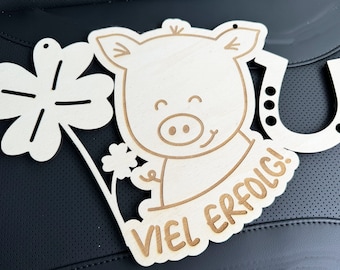 Gift for the opening of a business made of 6 mm wood, good luck! Good luck for young entrepreneurs, great souvenir, lucky pig, clover and horseshoe