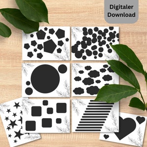 Contrastkaarten in zwart-wit voor baby's, Montessori-zintuiglijke kaarten voor pasgeborenen - digitale download