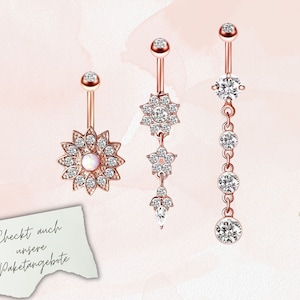 Flower belly button piercing in rose gold for a special appearance image 7