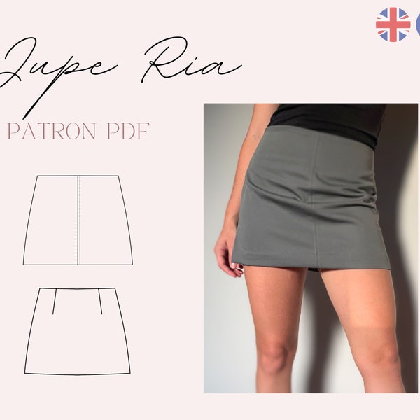 Patron jupe droite | Patron mini-jupe | Patron PDF A4 | Taille 32-46 |Taille XXS-3XL | Jupe droite classe | Téléchargement instantané