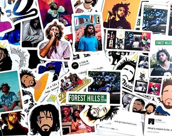 Cole Assorted Cartoon Stickers, American Rapper Hip Hop Random Non-Repeated Waterproof Removable Cole Stickers