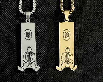 Swimming Stainless Steel Necklace, American Hip Hop Rapper Necklace, Hip Hop Music Gift, Chain Length 50cm, 60cm